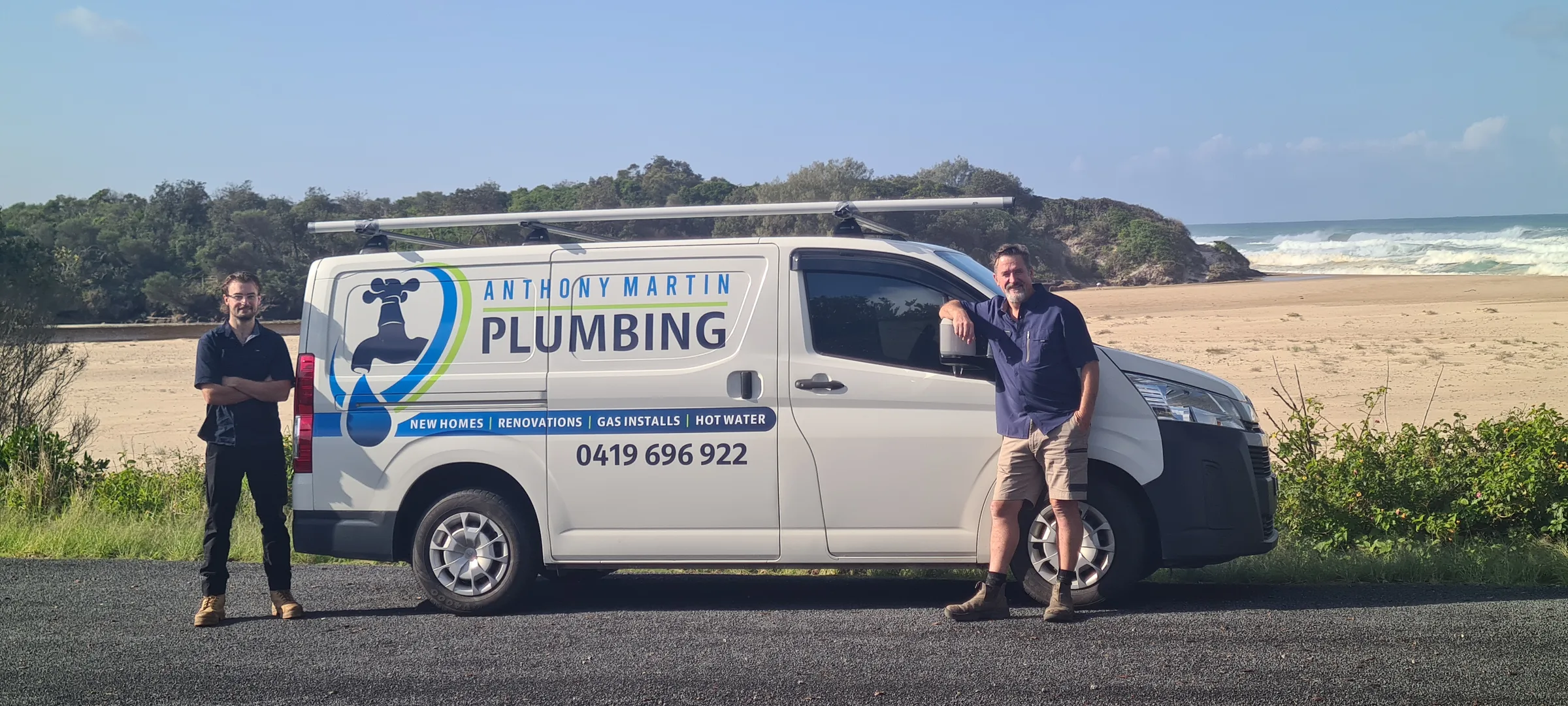 Anthony Martin and his team with the branded van